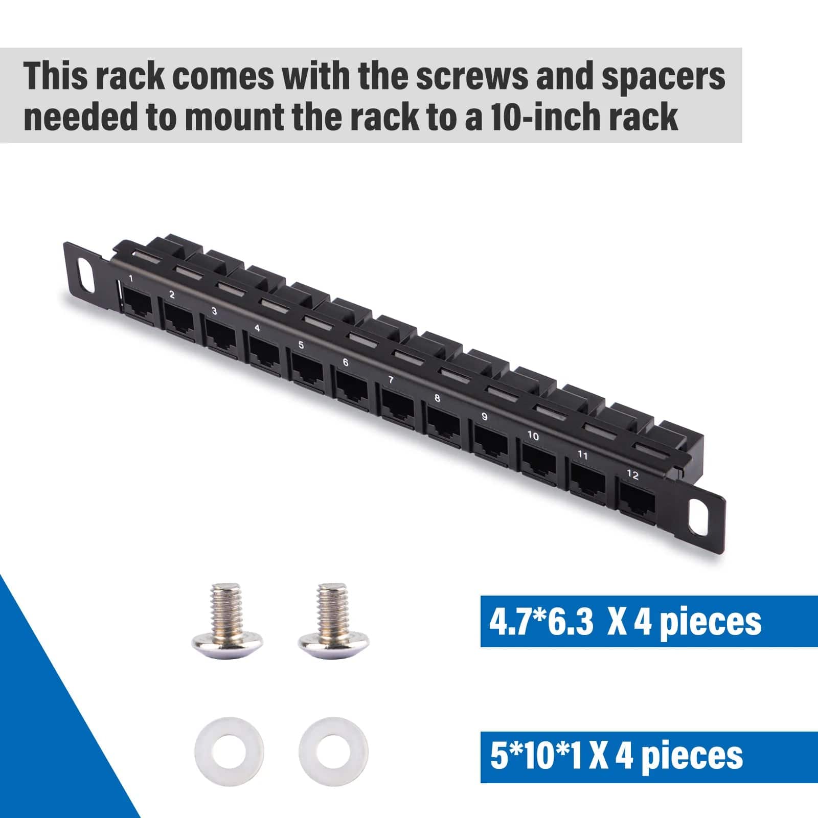 0.5U 10" CAT6 12-Port Patch Panel for DeskPi Rackmate