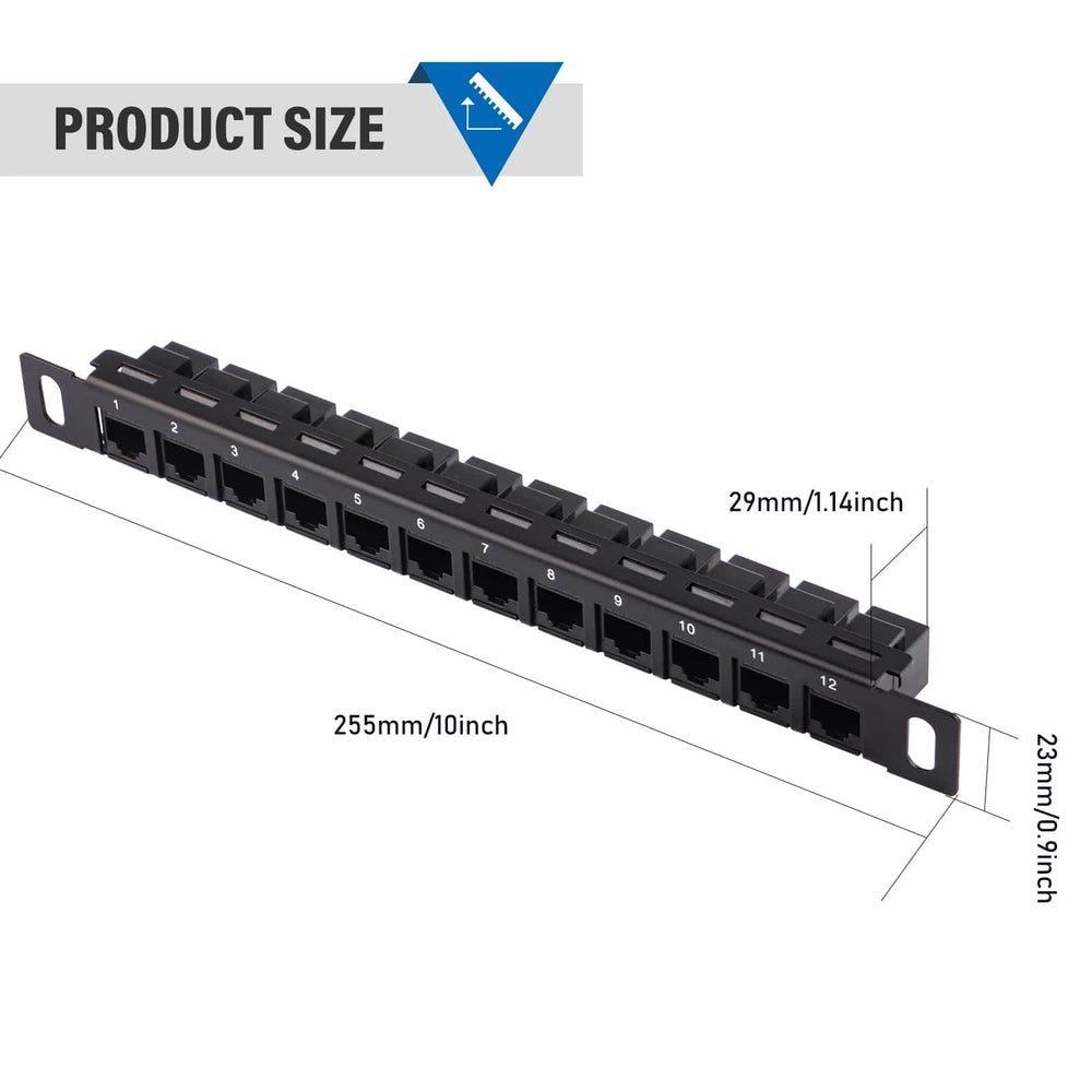0.5U 10" CAT6 12-Port Patch Panel for DeskPi Rackmate by DeskPi - The Pi Hut