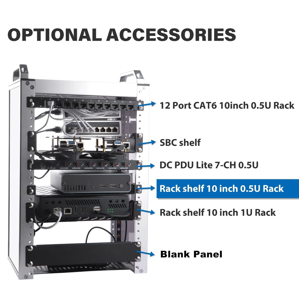 0.5U 10" Rack Shelf for DeskPi RackMate by DeskPi - The Pi Hut