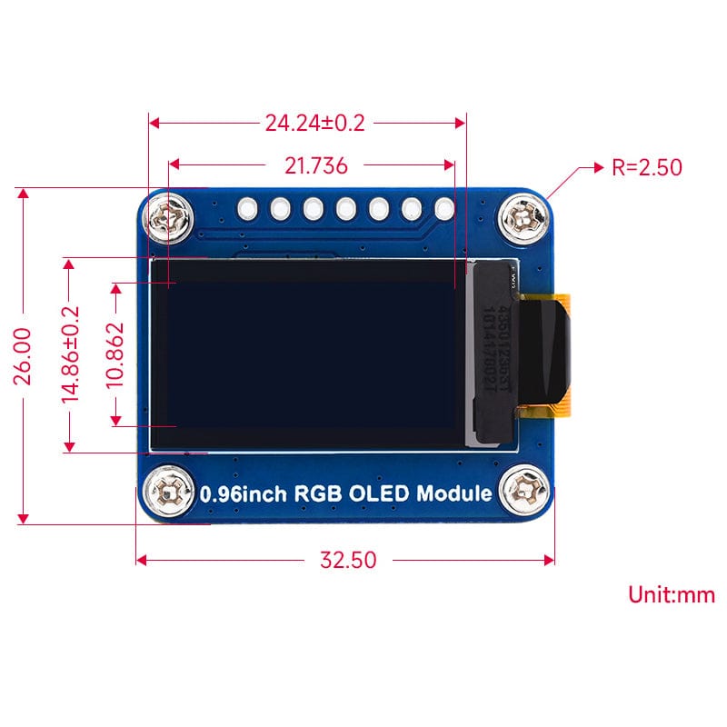 0.96" RGB OLED Display Module (64 x 128) by Waveshare - The Pi Hut