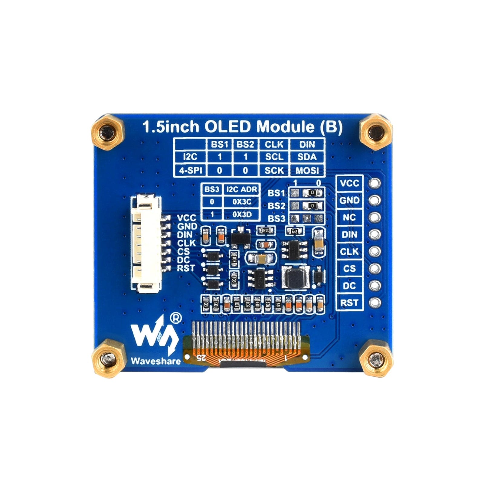 1.5" OLED Display Module (128 x128) by Waveshare - The Pi Hut