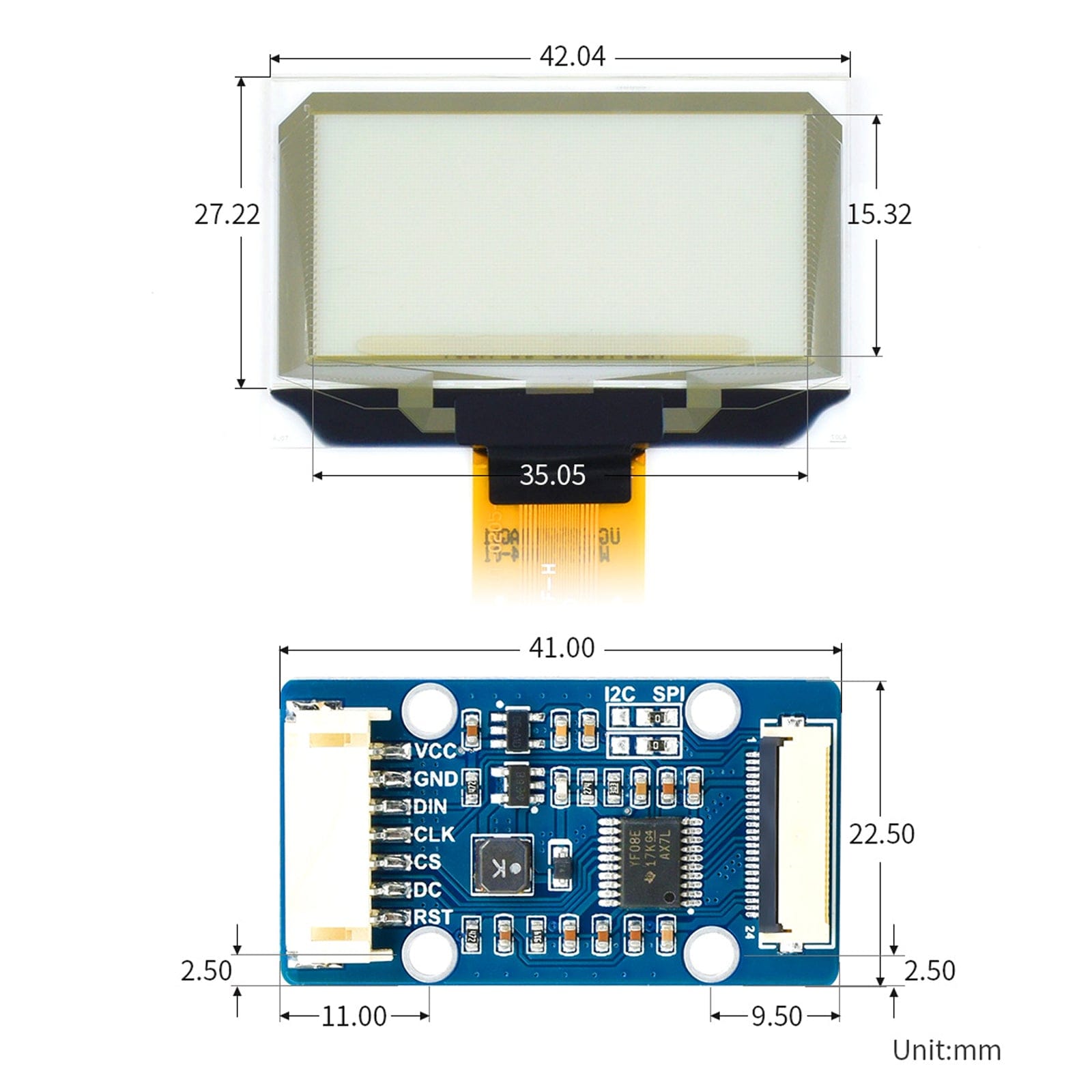 1.51" Transparent OLED (128 x 64) by Waveshare - The Pi Hut