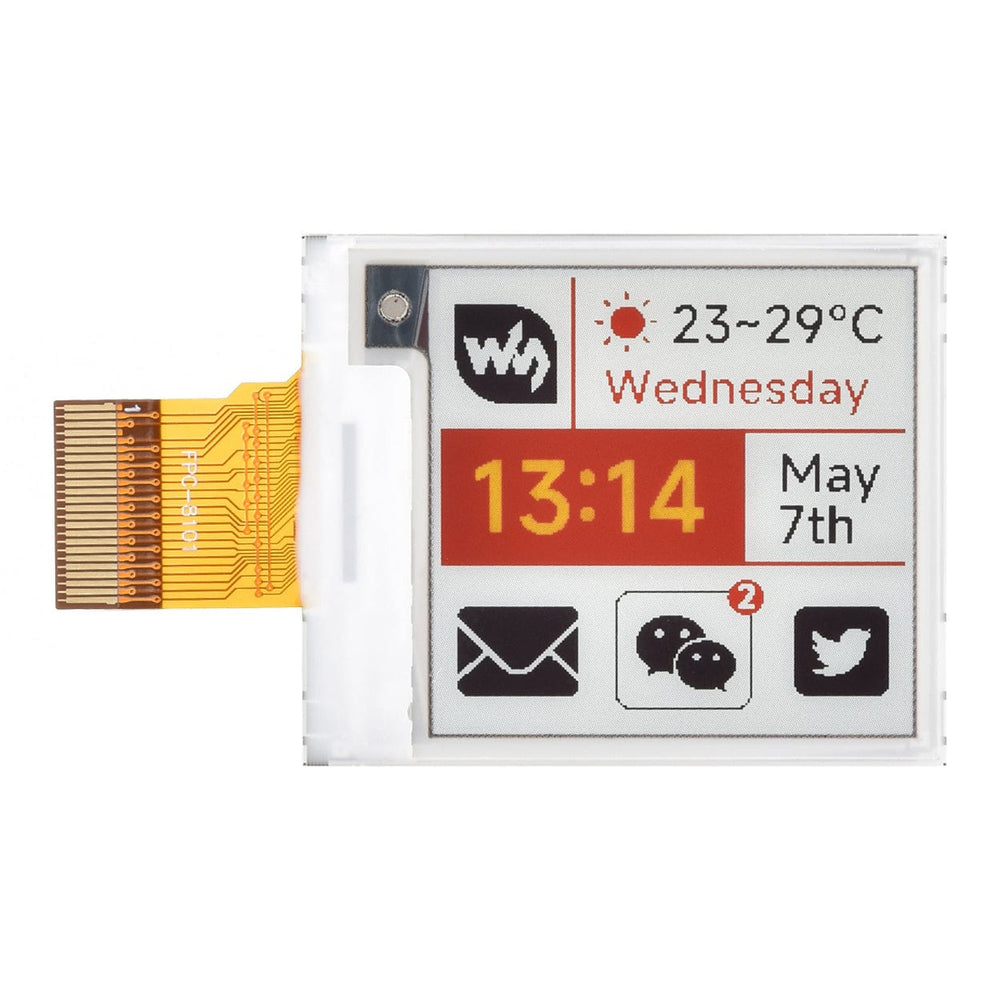 1.54" e-Paper Raw Display Panel - Red/Yellow/Black/White (200x200) by Waveshare - The Pi Hut