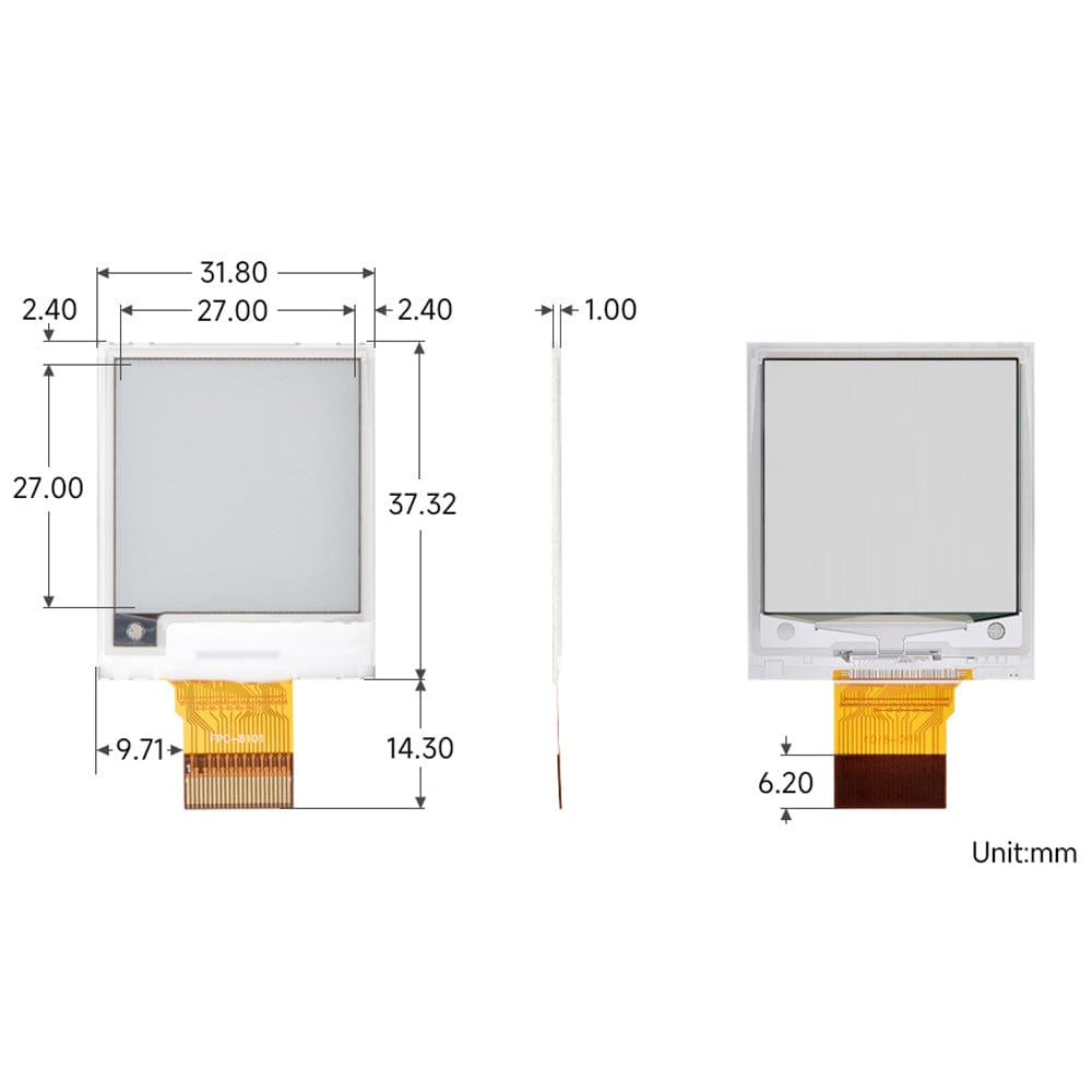 1.54" e-Paper Raw Display Panel - Red/Yellow/Black/White (200x200) by Waveshare - The Pi Hut