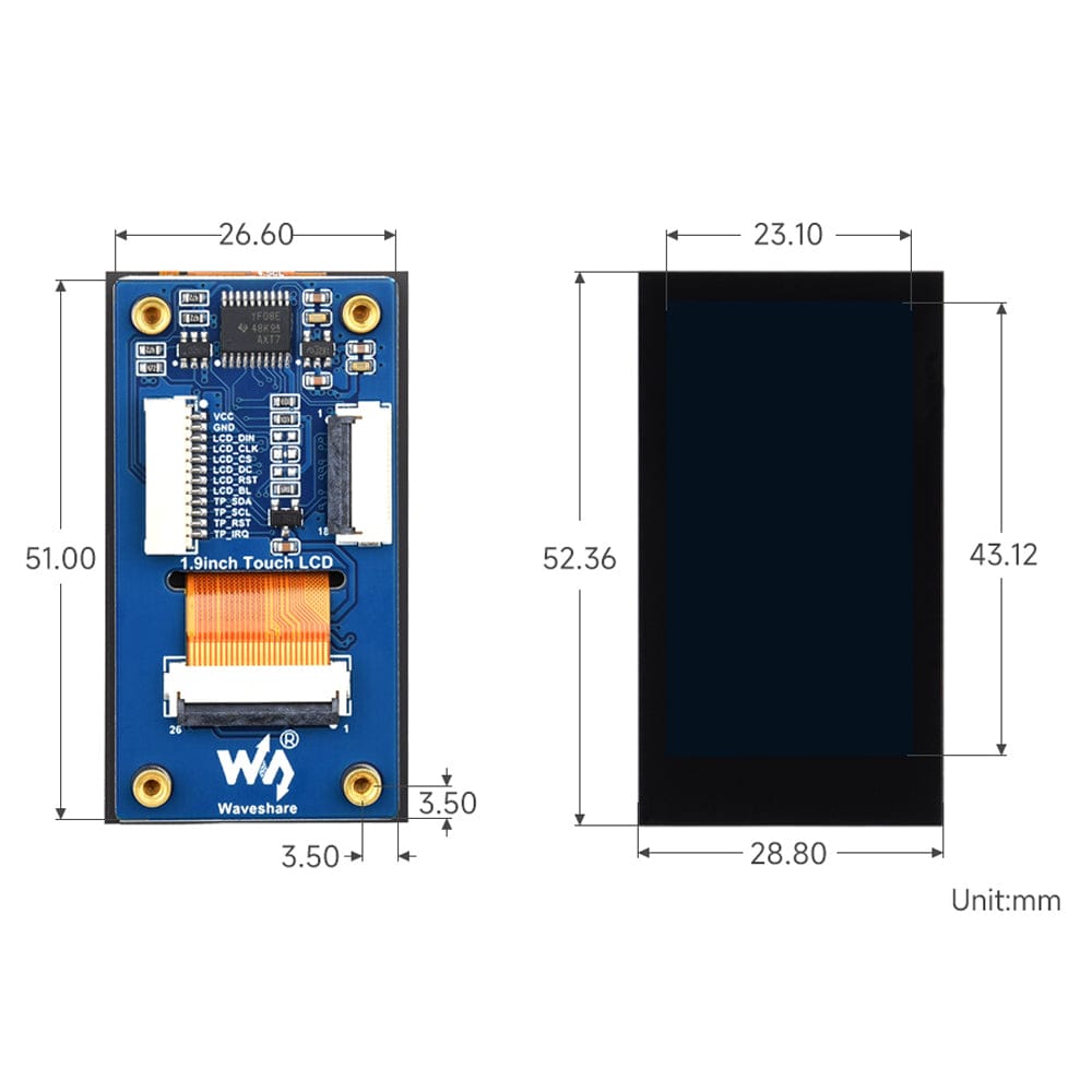 1.9" IPS Touch LCD Display Module (172x320) by Waveshare - The Pi Hut