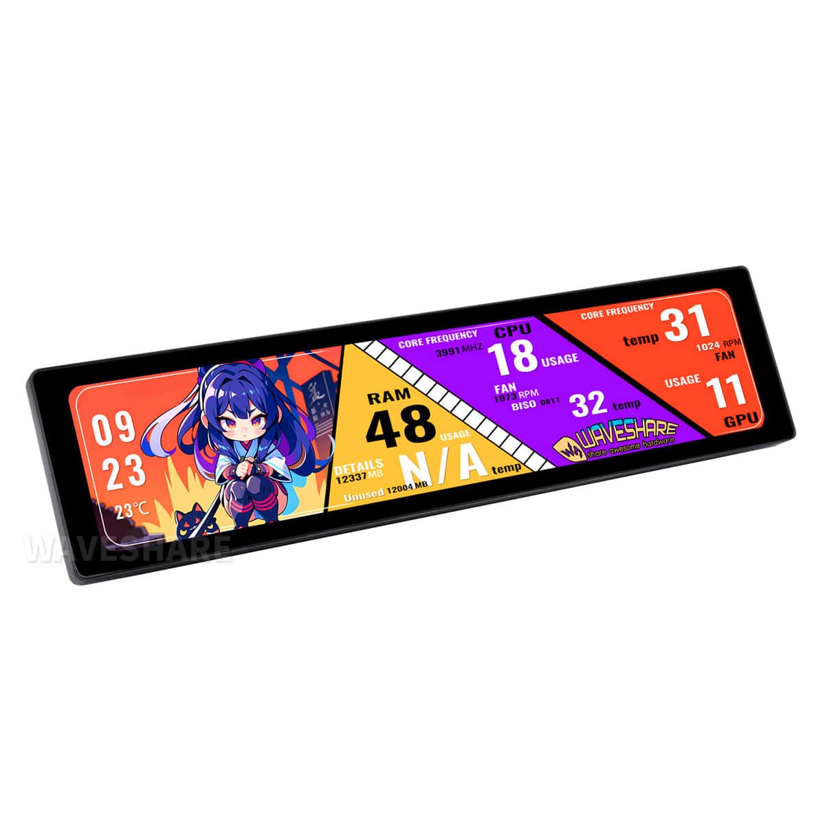 11.9" IPS HDMI Capacitive Touch Side Monitor (320 x 1480) by Waveshare - The Pi Hut