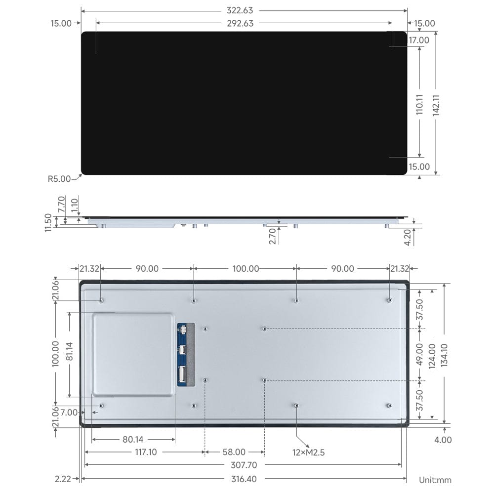 12.3" DSI Capacitive Touch IPS Display for Raspberry Pi 5 by Waveshare - The Pi Hut