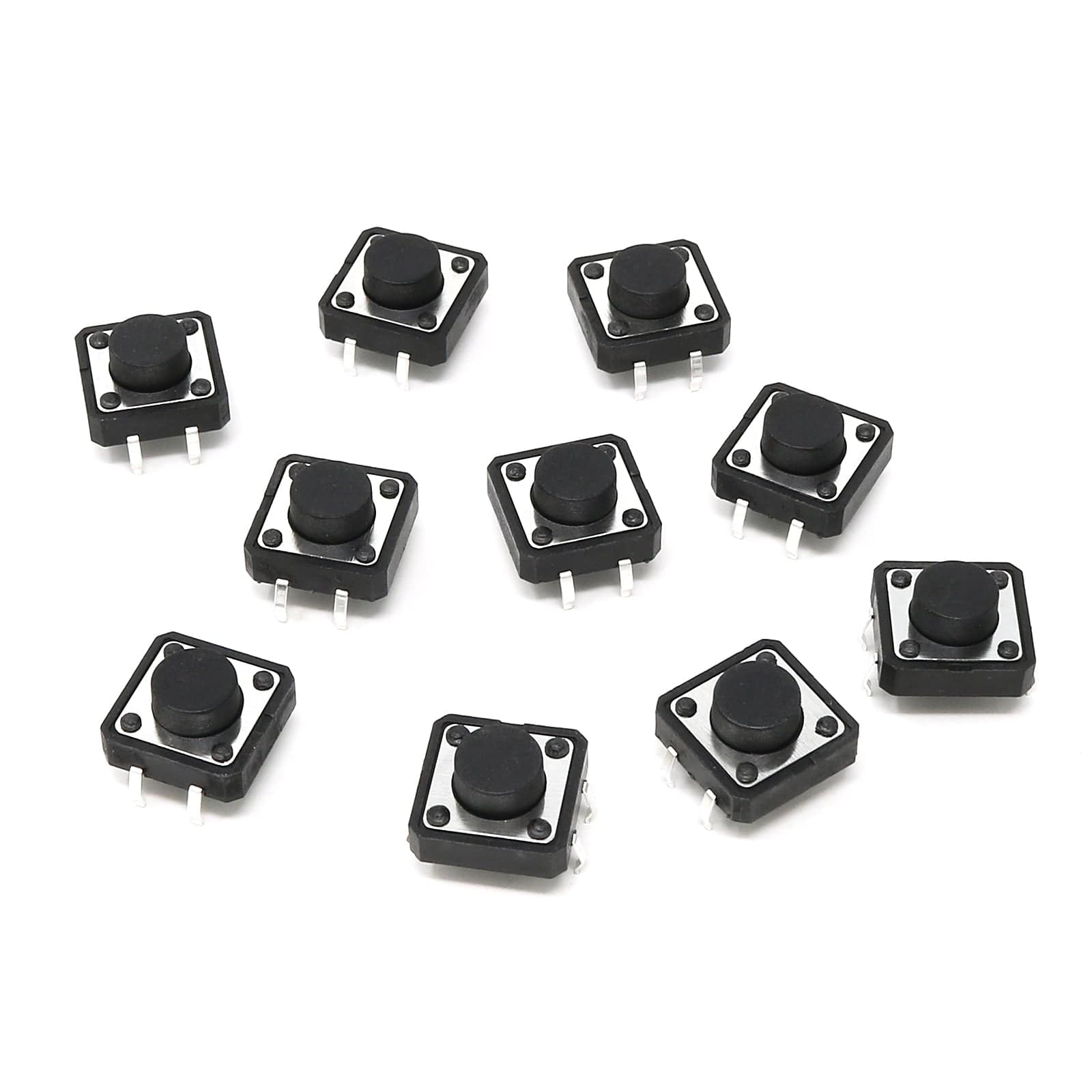 12mm Square Tactile Switch Buttons - 10 pack by The Pi Hut - The Pi Hut