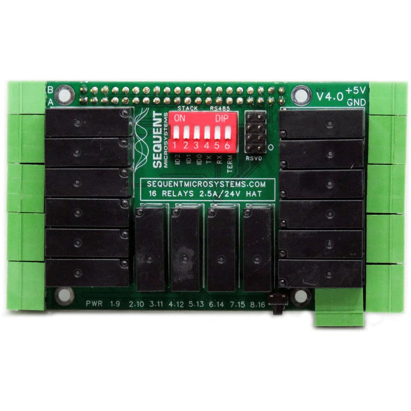 16 Relays 2A/24V 8-Layer Stackable HAT for Raspberry Pi - The Pi Hut