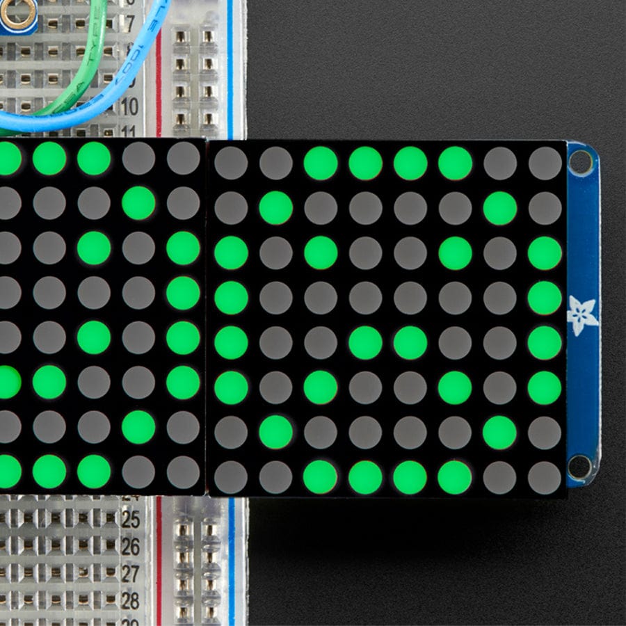 16 x 8 1.2" LED Matrix + Backpack - Ultra Bright Round Green LEDs by Adafruit - The Pi Hut
