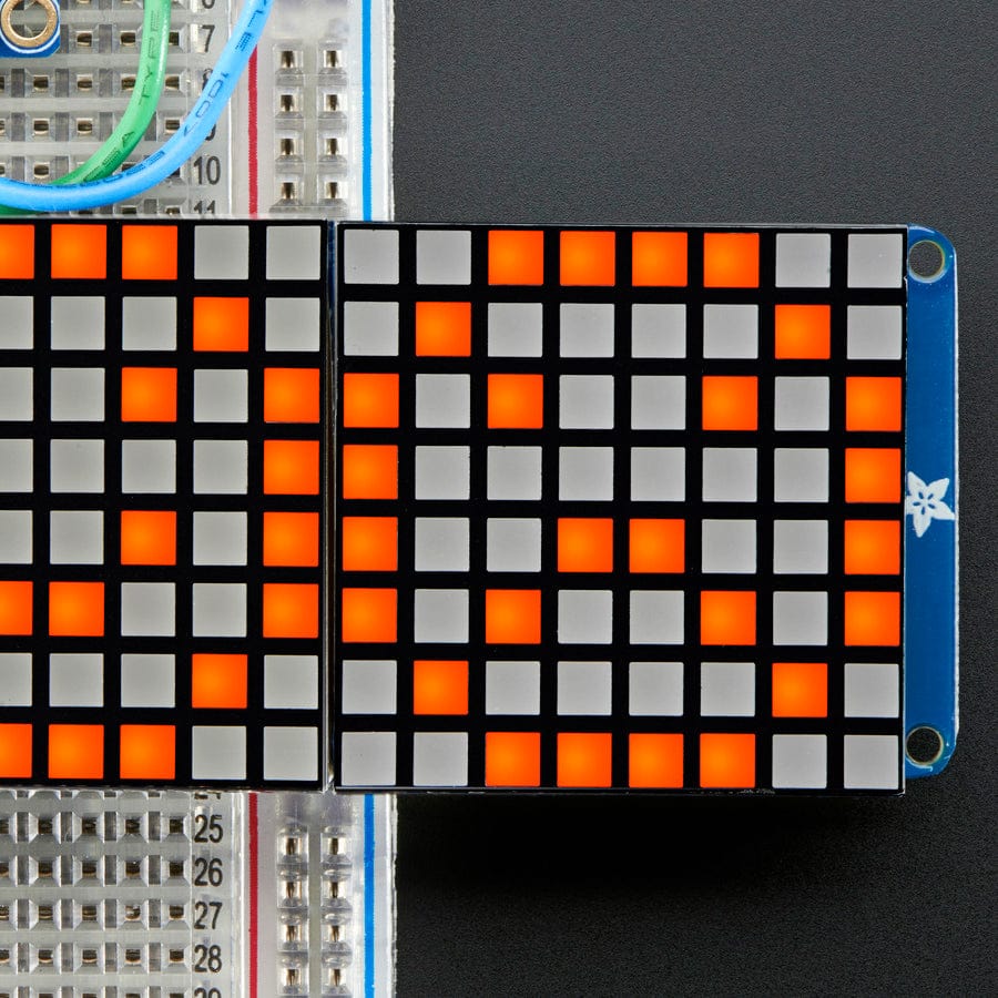 16 x 8 1.2" LED Matrix + Backpack - Ultra Bright Square Amber LEDs by Adafruit - The Pi Hut