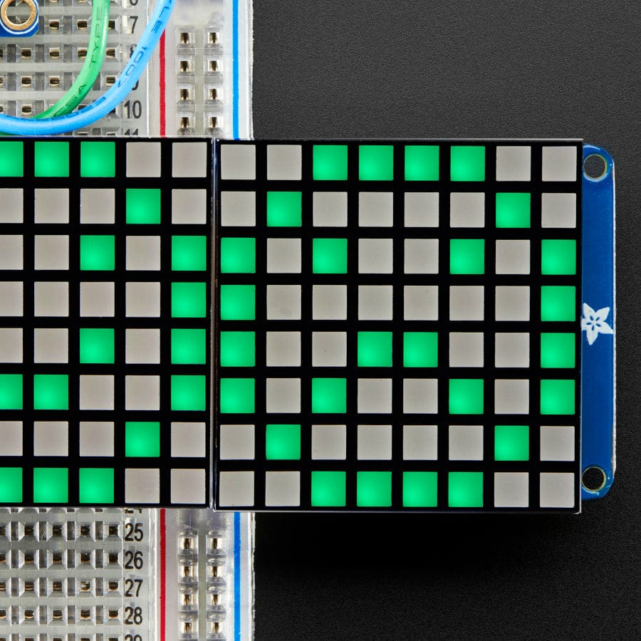16 x 8 1.2" LED Matrix + Backpack - Ultra Bright Square Green LEDs by Adafruit - The Pi Hut