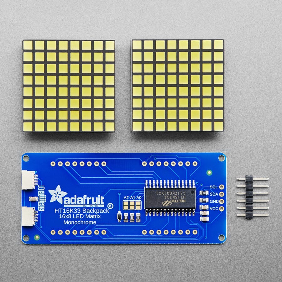 16 x 8 1.2" LED Matrix + Backpack - Ultra Bright Square White LEDs by Adafruit - The Pi Hut