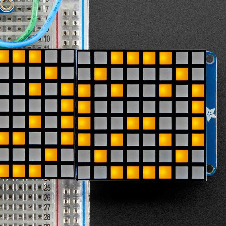 16 x 8 1.2" LED Matrix + Backpack -Ultra Bright Square Yellow LEDs by Adafruit - The Pi Hut