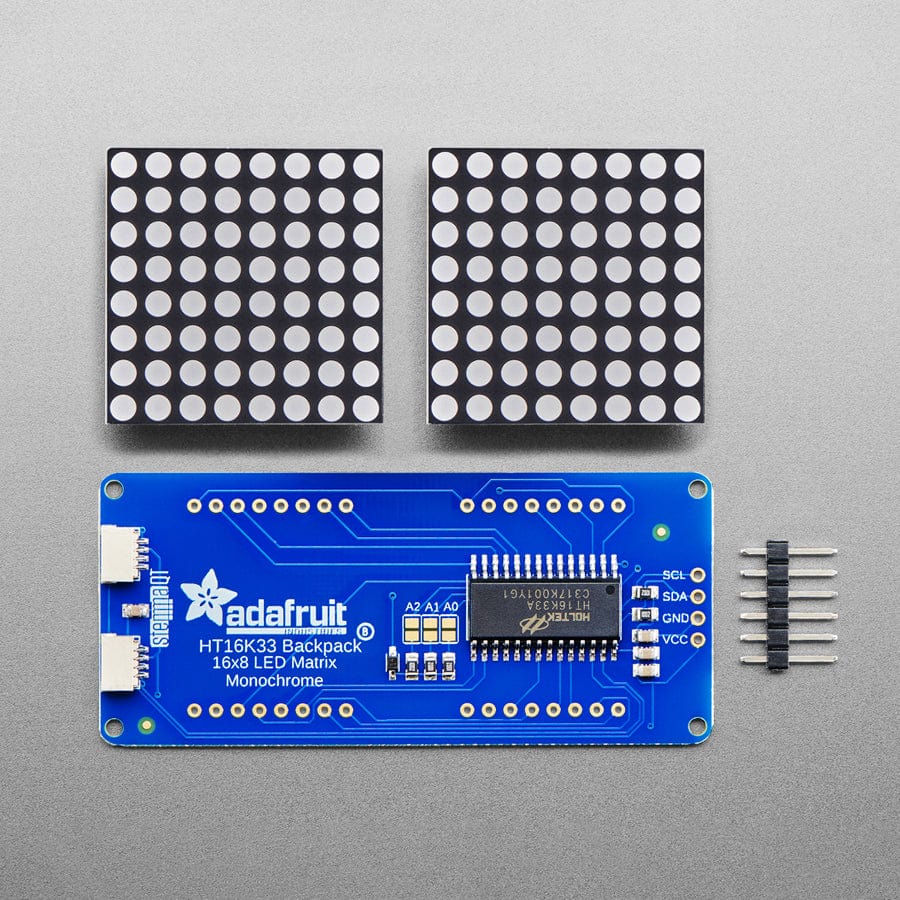 16 x 8 1.2" LED Matrix+Backpack UltraBright Round YellowGreen LEDs by Adafruit - The Pi Hut