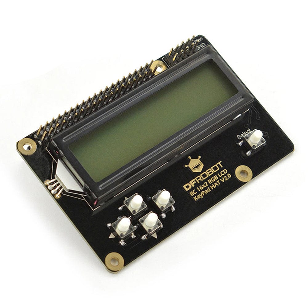 16x2 I2C RGB LCD Keypad HAT with RGB Backlight V2.0 by DFRobot - The Pi Hut