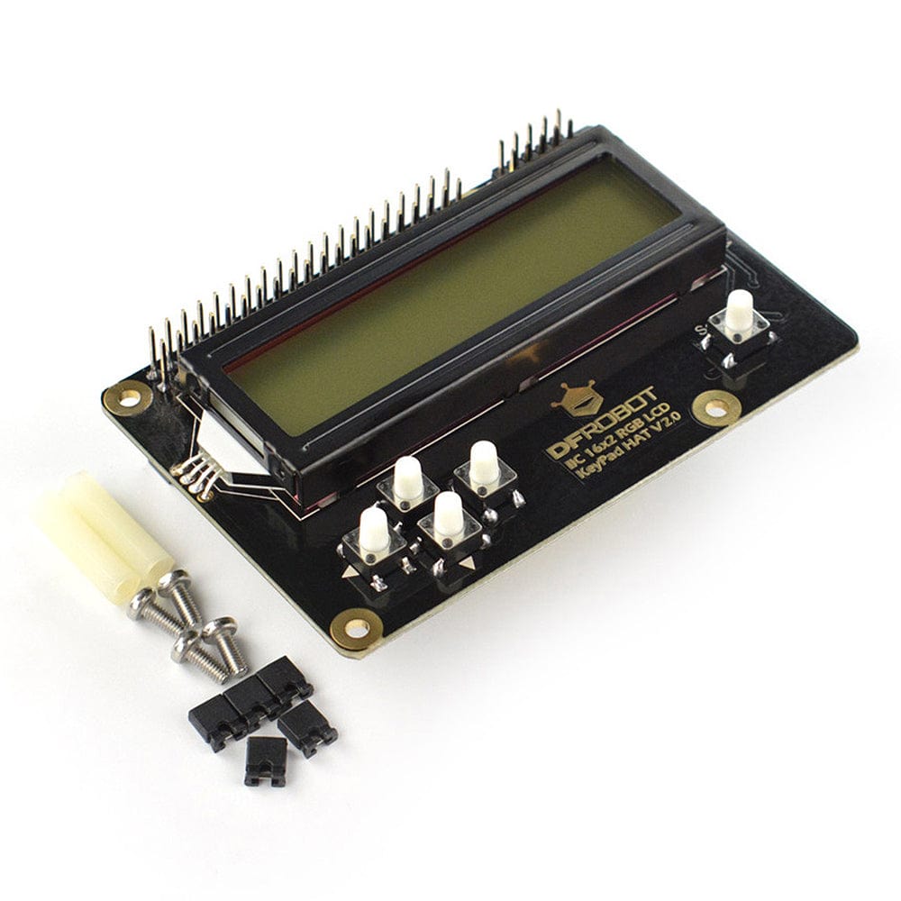 16x2 I2C RGB LCD Keypad HAT with RGB Backlight V2.0 by DFRobot - The Pi Hut
