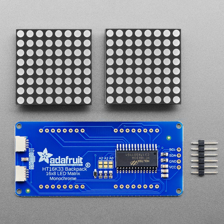 16 x 8 1.2" LED Matrix + Backpack - Ultra Bright Round Green LEDs by Adafruit - The Pi Hut