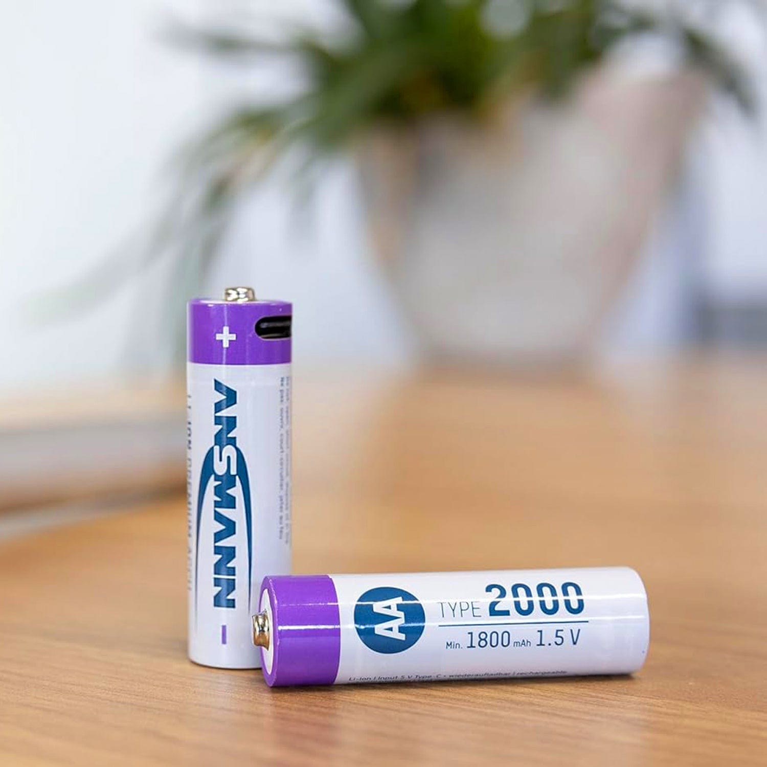 USB-C Rechargeable Li-Ion AA Batteries (4-pack, 2000mAh) by ANSMANN - The Pi Hut