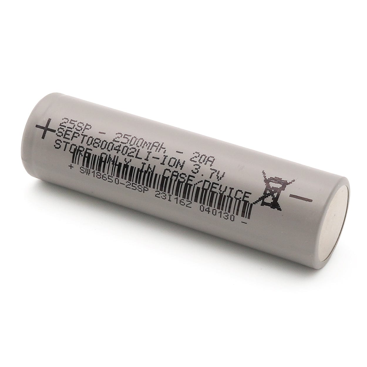 18650 Lithium-ion Rechargeable Cell - 2500mAh 3.7V 20A