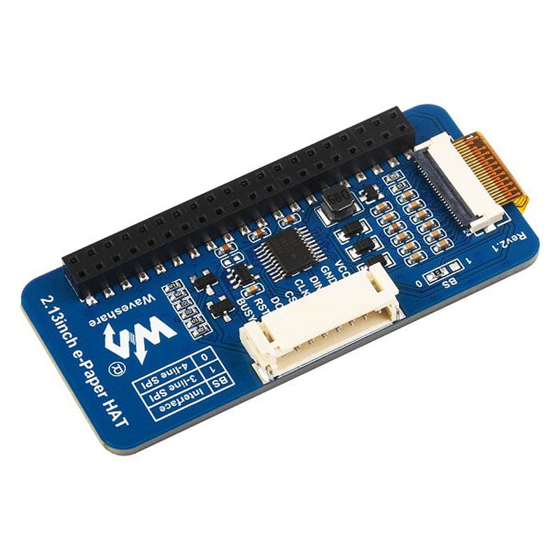 2.13" E-Paper HAT (250x122) by Waveshare - The Pi Hut