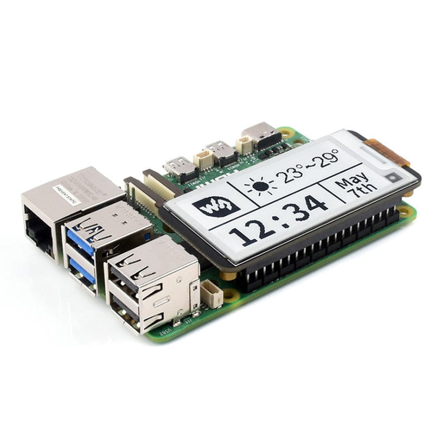 2.13" E-Paper HAT+ for Raspberry Pi (Black/White) (250x122) by Waveshare - The Pi Hut