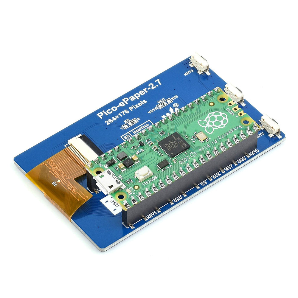 2.7" E-Paper Display Module for Raspberry Pi Pico (264×176) - The Pi Hut