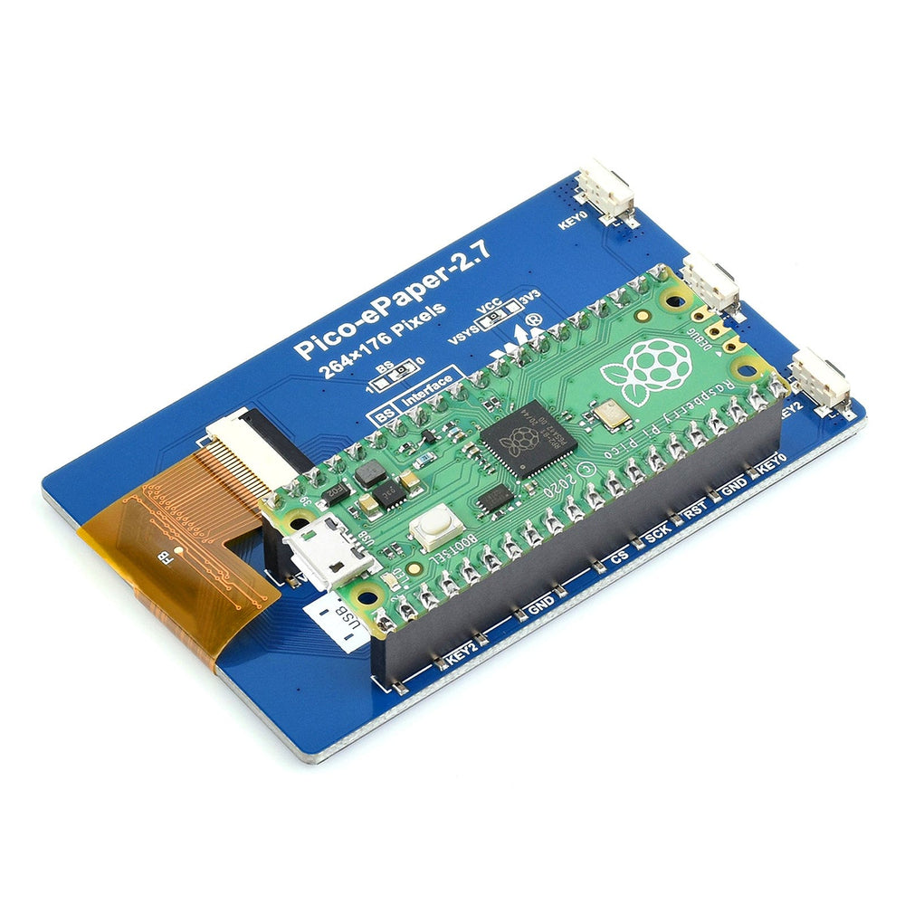 2.7" E-Paper Display Module for Raspberry Pi Pico (264 x 176) by Waveshare - The Pi Hut