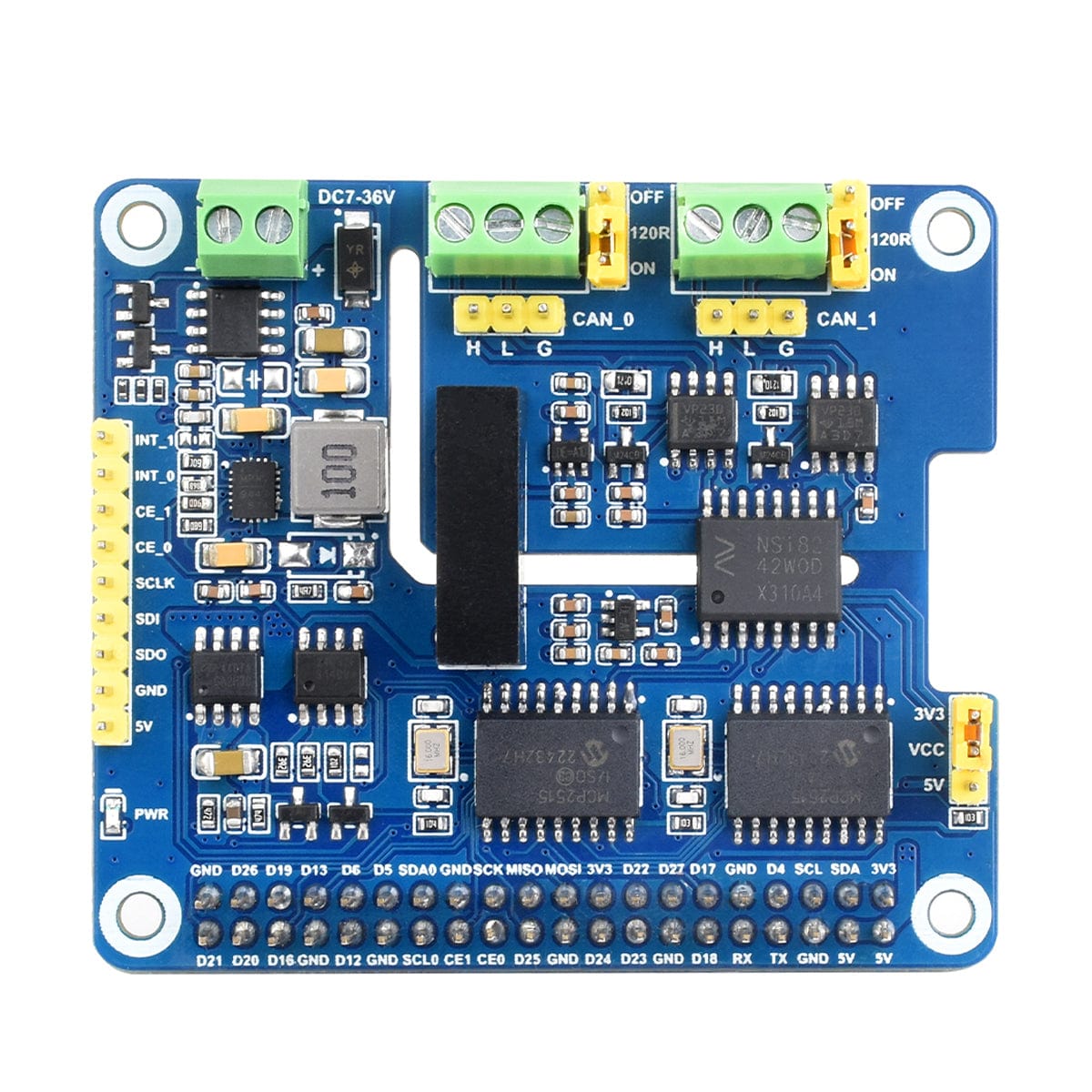 2-Channel Isolated CAN Bus Expansion HAT For Raspberry Pi by Waveshare - The Pi Hut