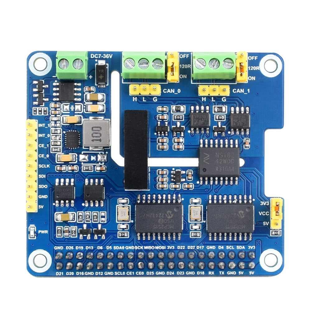 2-Channel Isolated CAN Bus Expansion HAT For Raspberry Pi by Waveshare - The Pi Hut