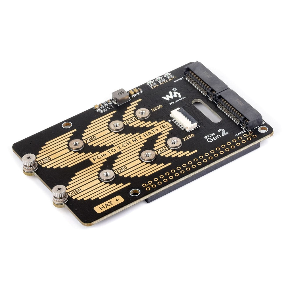 2-Channel M.2 HAT+ for Raspberry Pi 5 by Waveshare - The Pi Hut