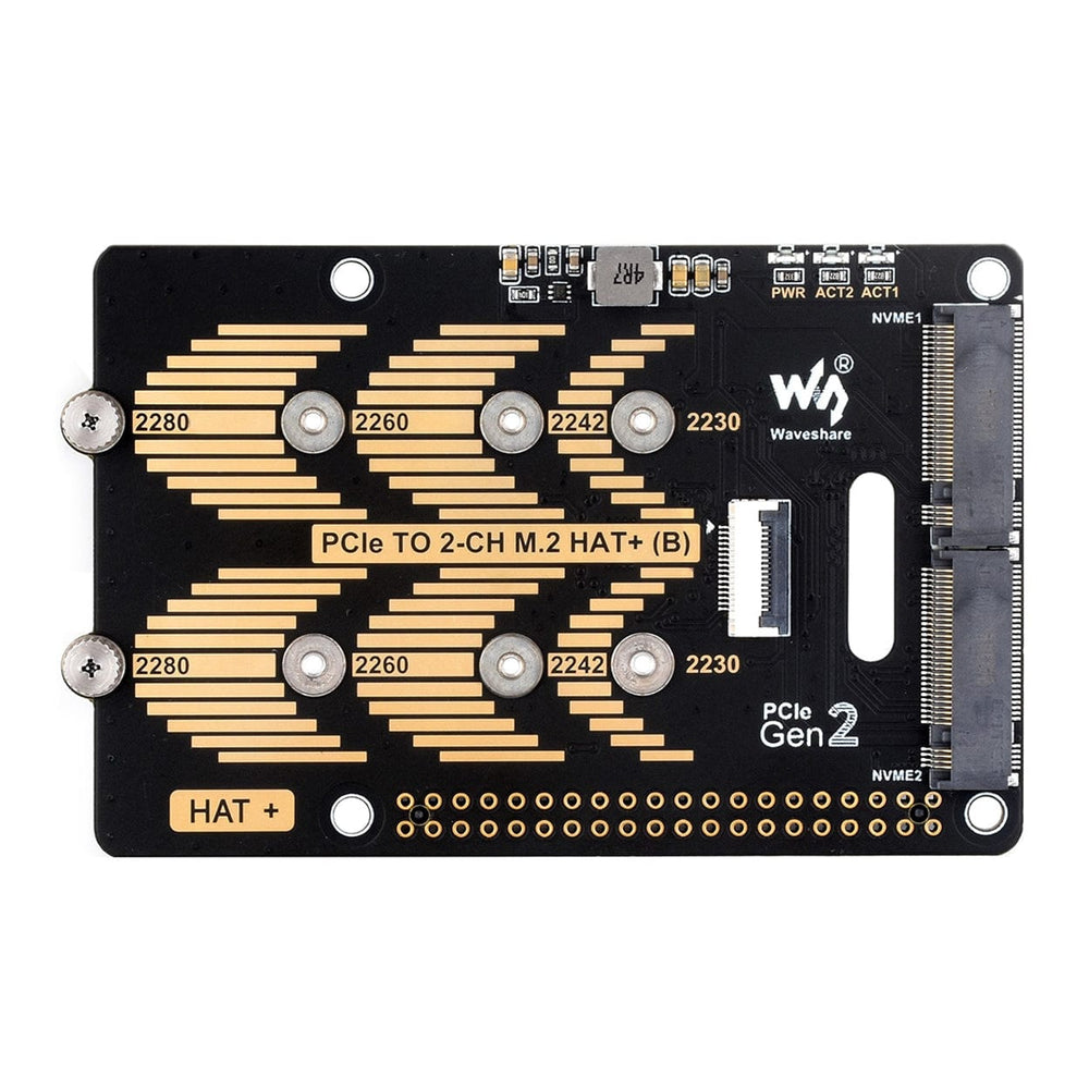 2-Channel M.2 HAT+ for Raspberry Pi 5 by Waveshare - The Pi Hut