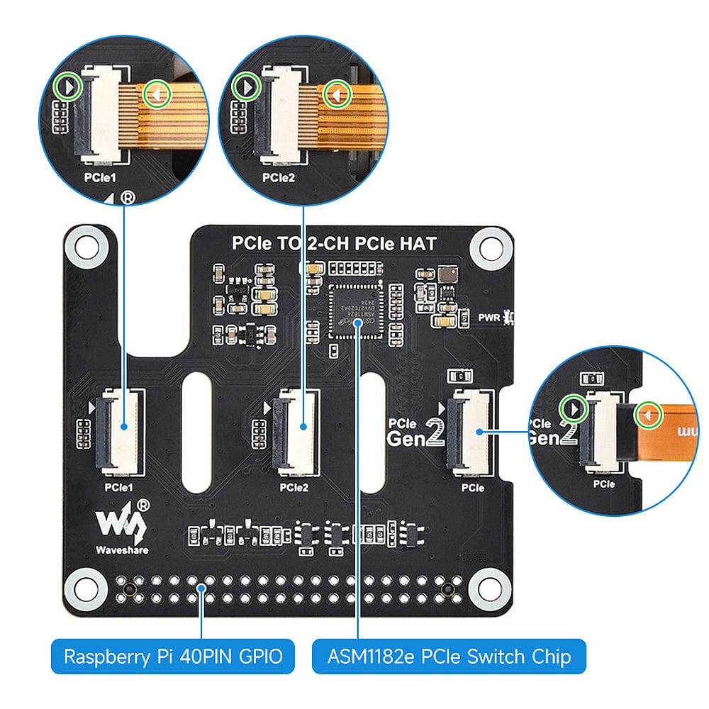2-Channel PCIe Expander for Raspberry Pi 5 by Waveshare - The Pi Hut
