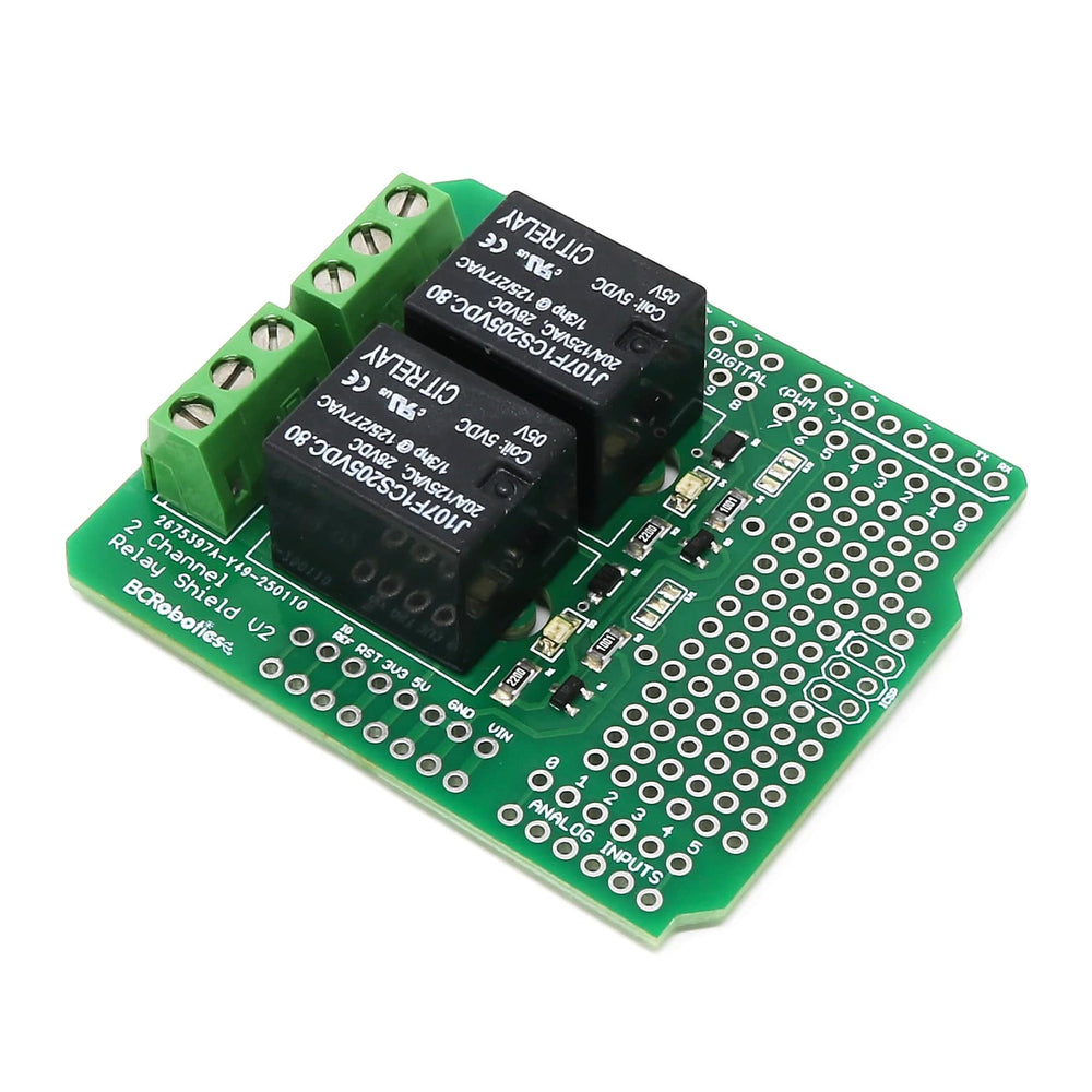 2-Channel Relay Shield for Arduino by BCRobotics - The Pi Hut