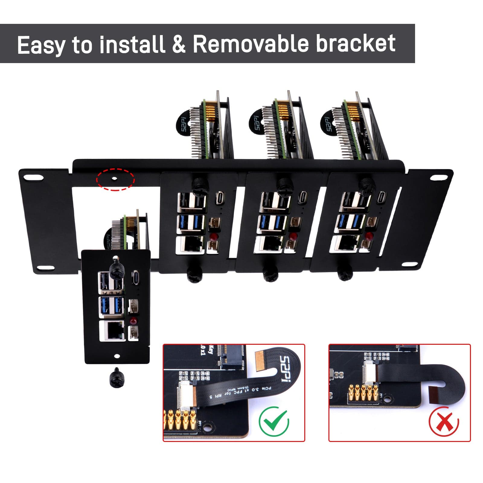 2U 10" Rack Mount with 4x PCIe NVMe Boards for DeskPi RackMate by DeskPi - The Pi Hut