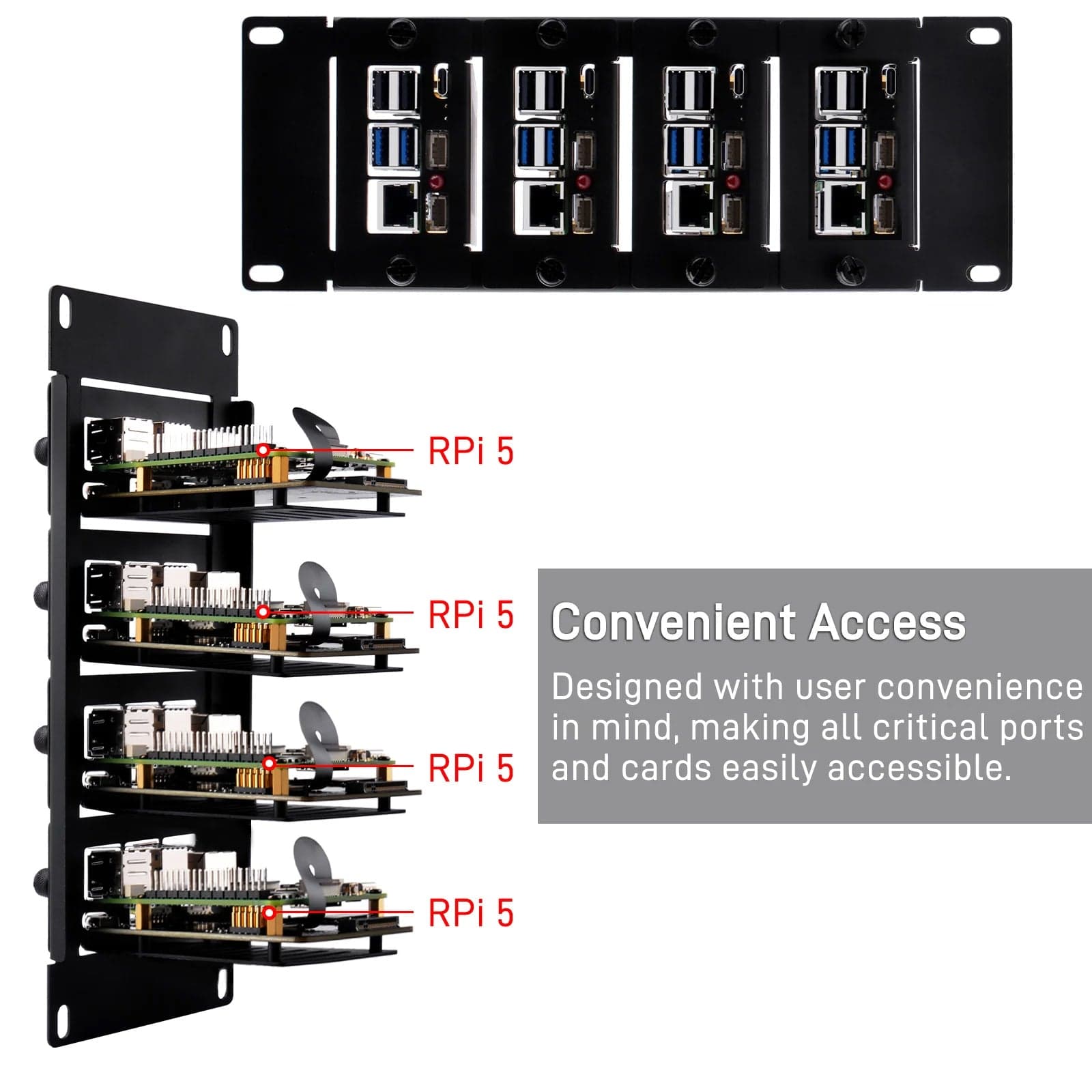 2U 10" Rack Mount with 4x PCIe NVMe Boards for DeskPi RackMate by DeskPi - The Pi Hut