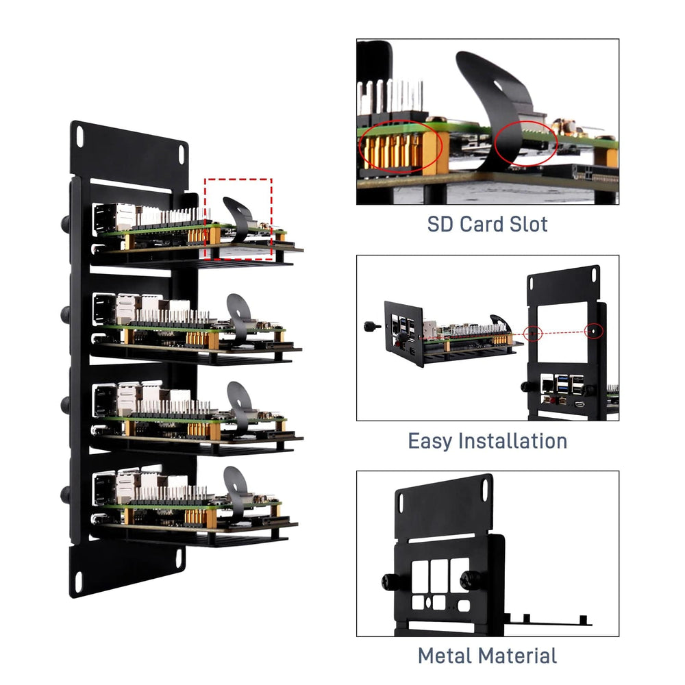 2U 10" Rack Mount with 4x PCIe NVMe Boards for DeskPi RackMate by DeskPi - The Pi Hut