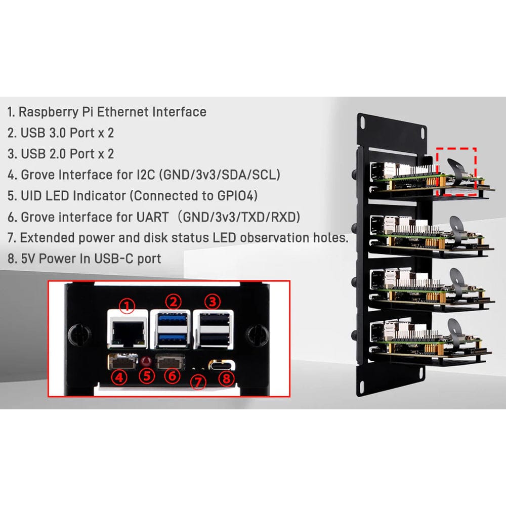 2U 10" Rack Mount with 4x PCIe NVMe Boards for DeskPi RackMate by DeskPi - The Pi Hut