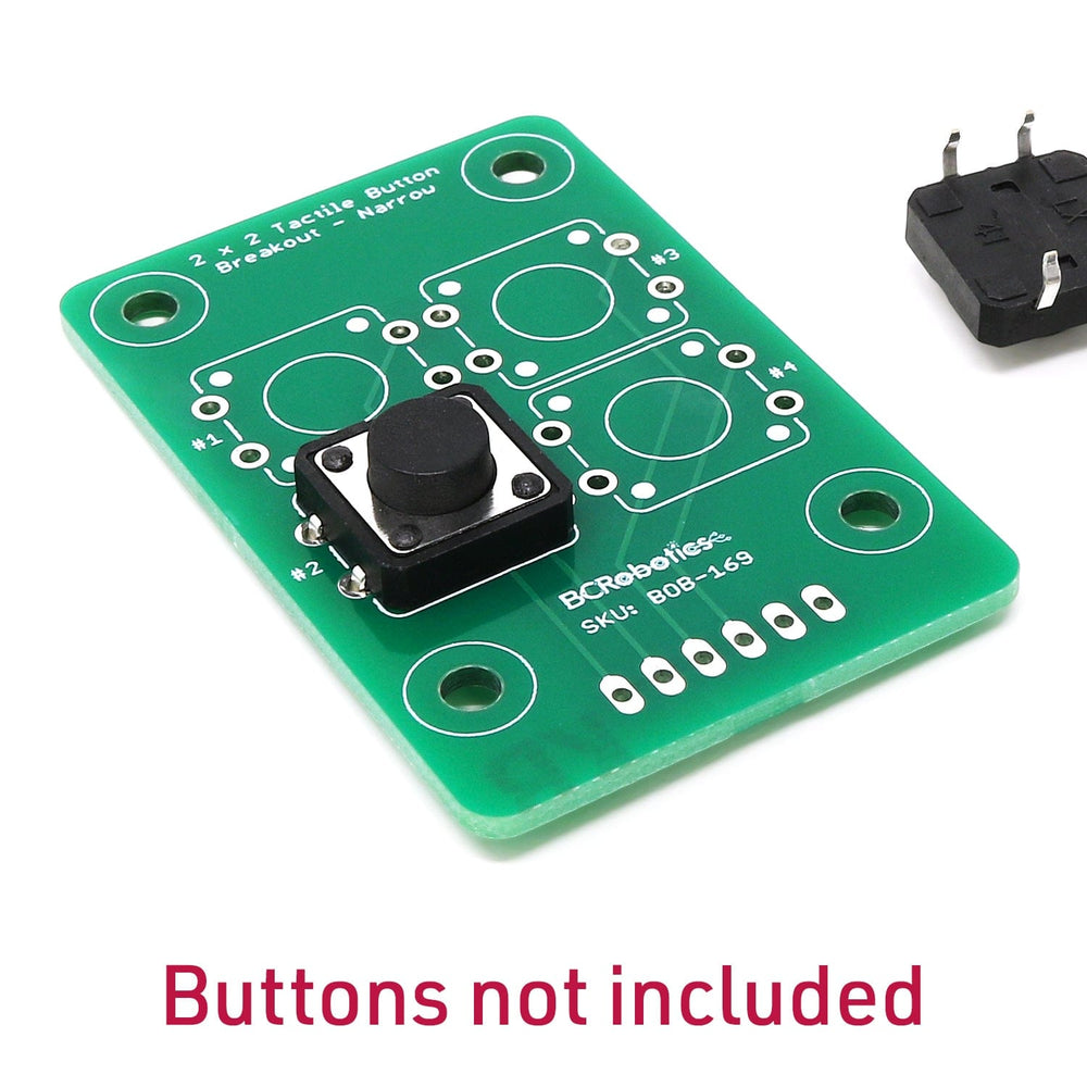 2x2 Tactile Button Breakout - Narrow by BCRobotics - The Pi Hut
