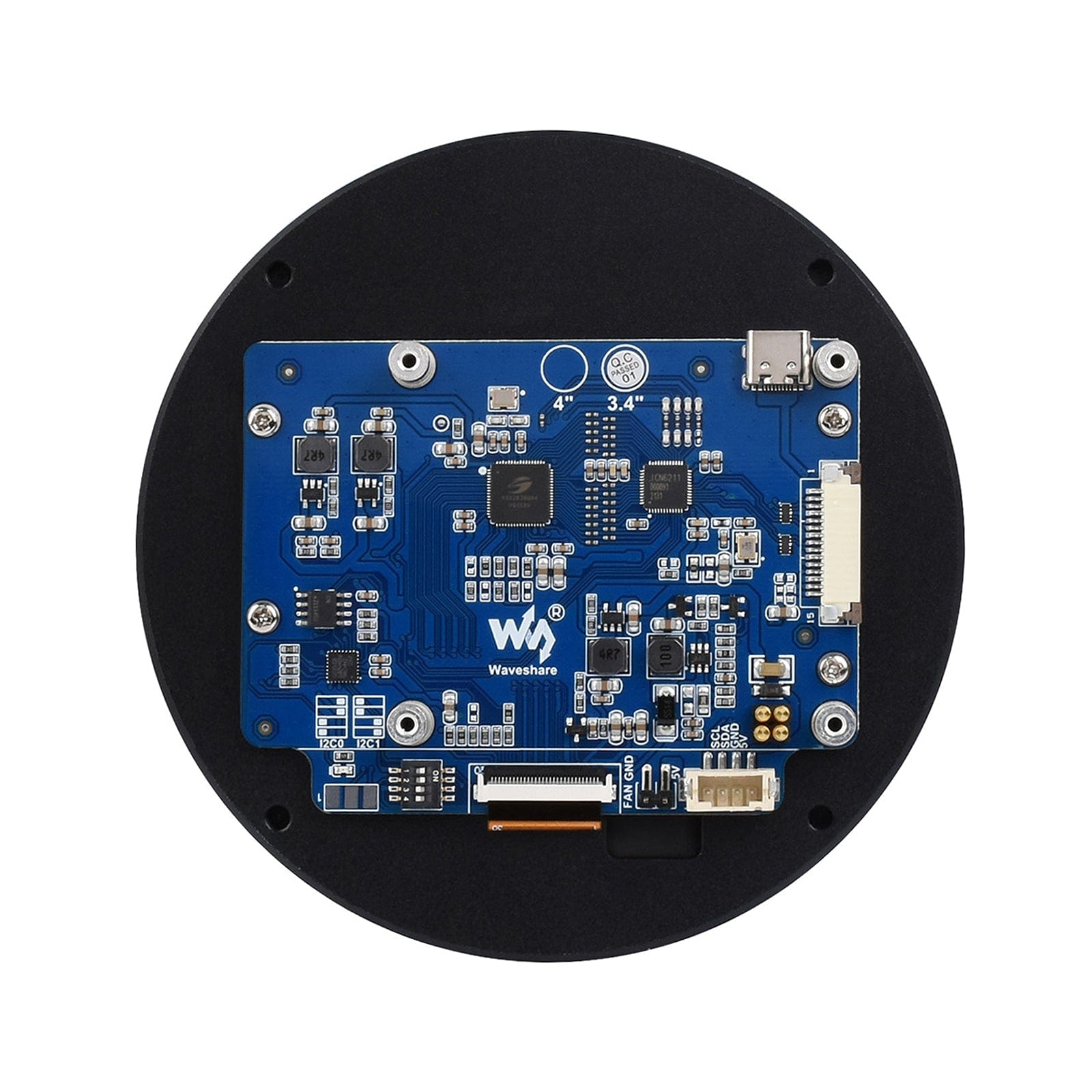 3.4" DSI Round Touch Display (800x800) by Waveshare - The Pi Hut