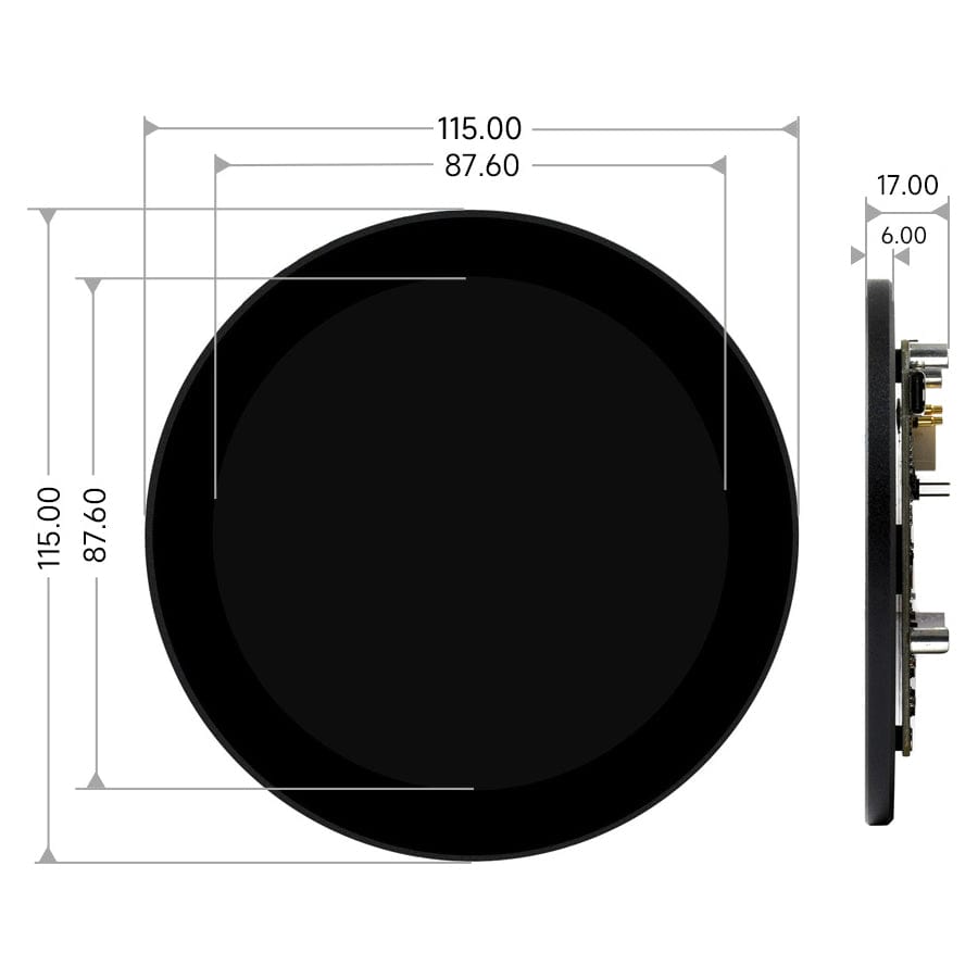 3.4" DSI Round Touch Display (800x800) by Waveshare - The Pi Hut