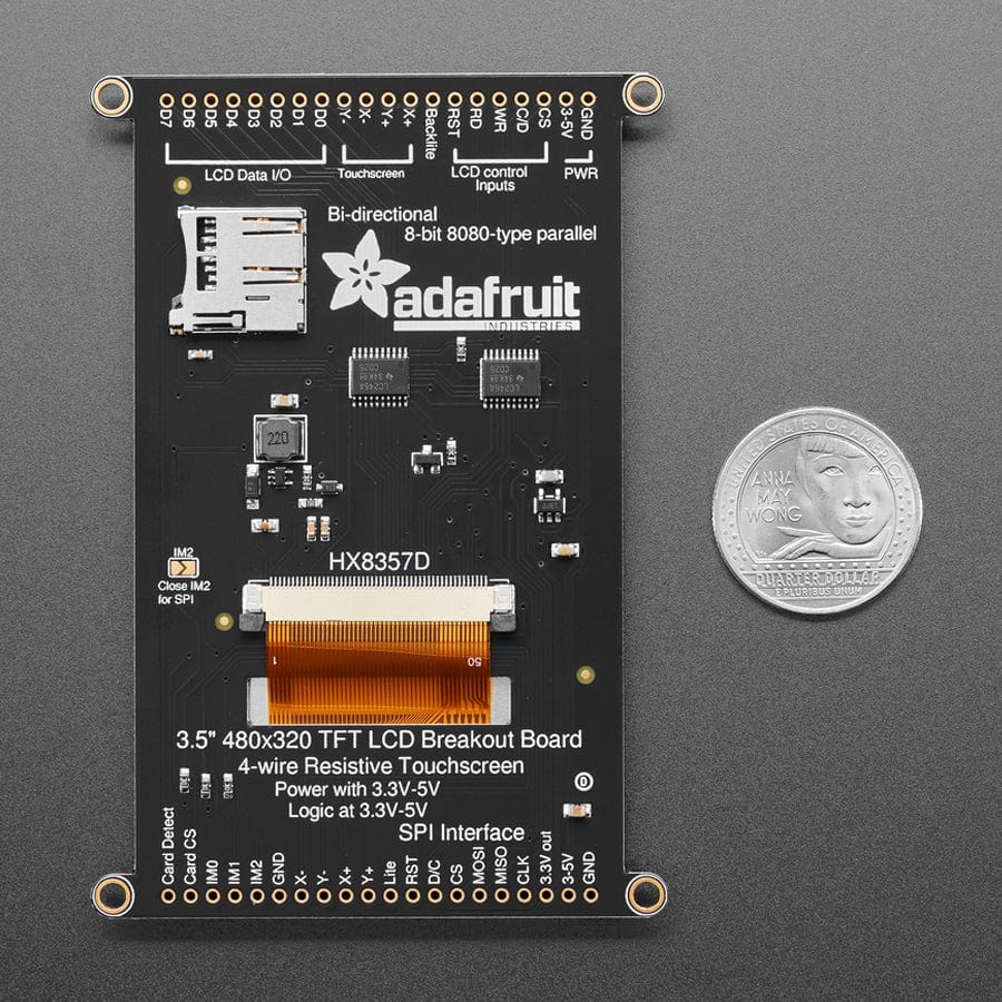 3.5" TFT 320 x 480 + Touchscreen Breakout Board with MicroSD Socket (HXD8357D) - The Pi Hut