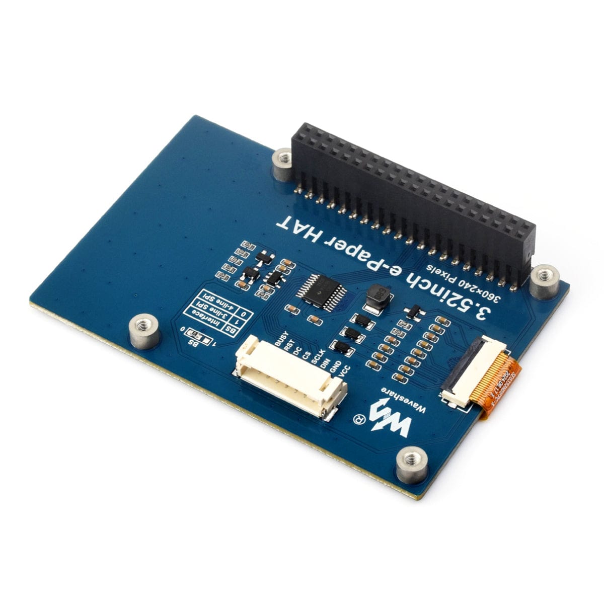 3.52" E-Paper HAT for Raspberry Pi (360x240) by Waveshare - The Pi Hut
