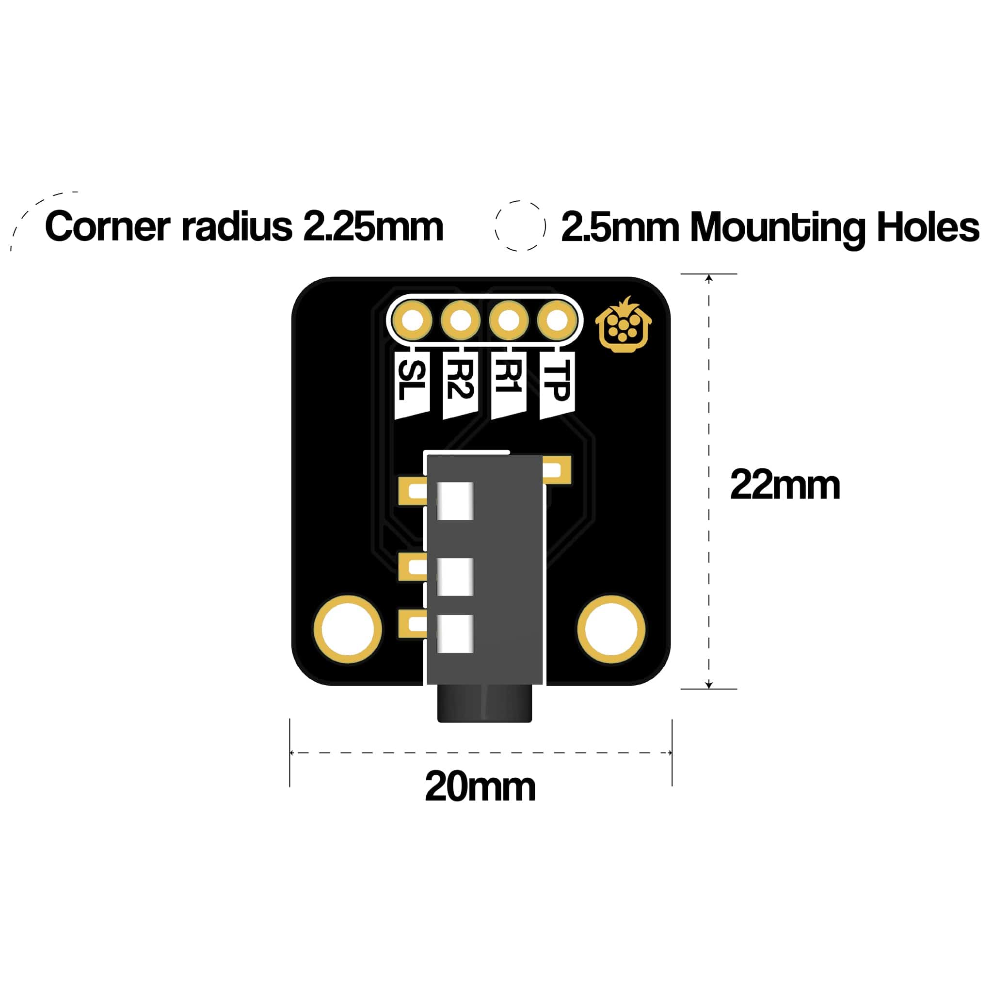 3.5mm Jack TRRS Breakout - Horizontal by The Pi Hut - The Pi Hut