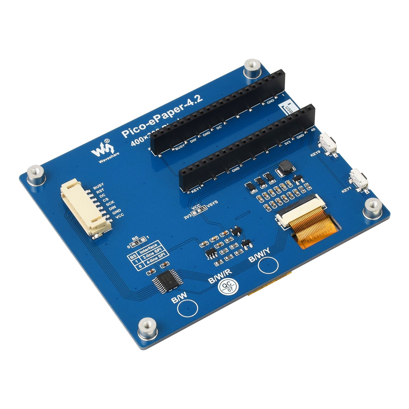 4.2" E-Paper Display Module for Raspberry Pi Pico (Red/Black/White) (400x300) by Waveshare - The Pi Hut