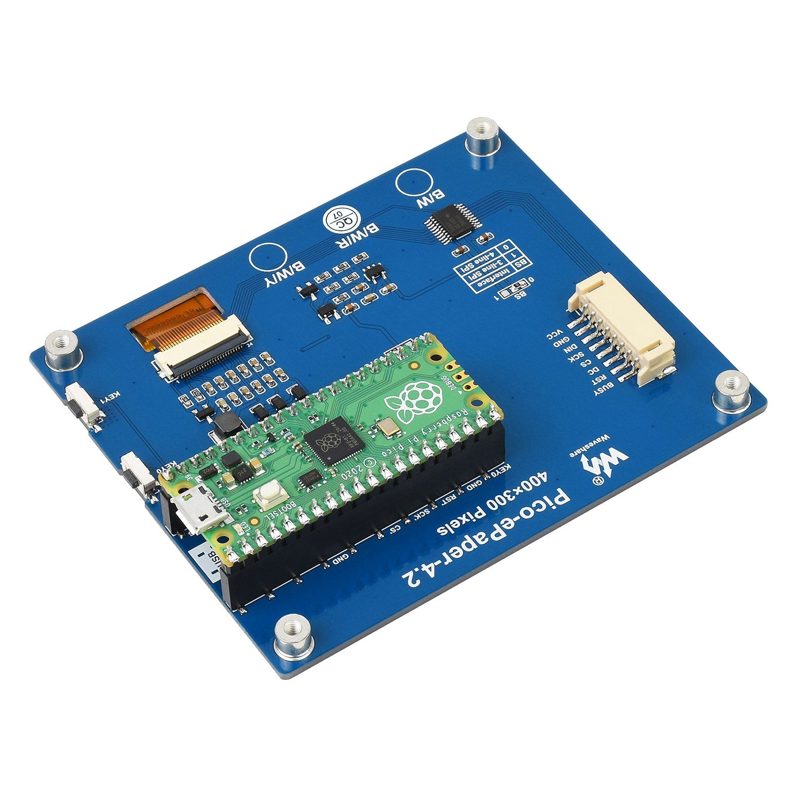 4.2" E-Paper Display Module for Raspberry Pi Pico (Red/Black/White) (400x300) by Waveshare - The Pi Hut