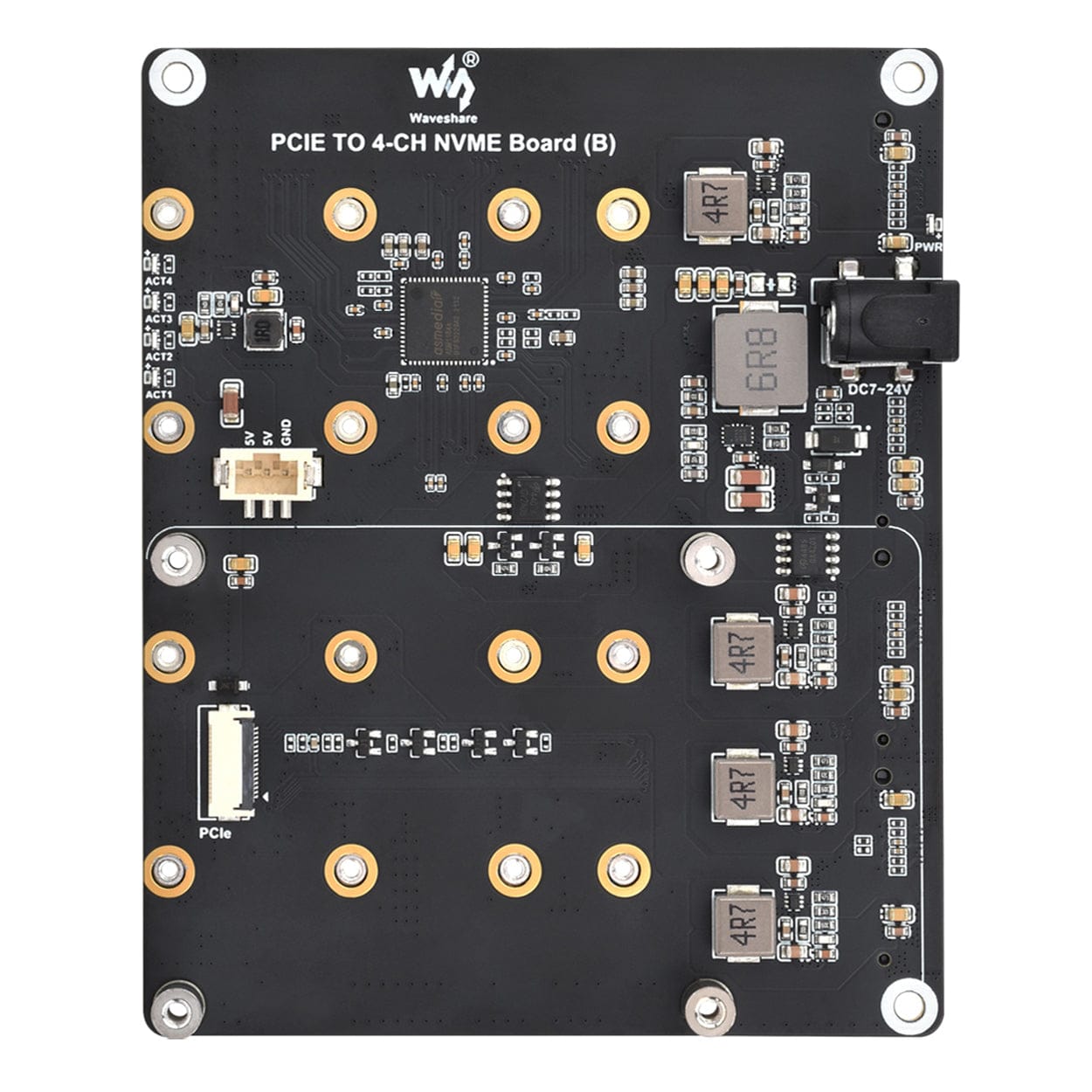 4-Channel M.2 Adapter for Raspberry Pi 5 by Waveshare - The Pi Hut