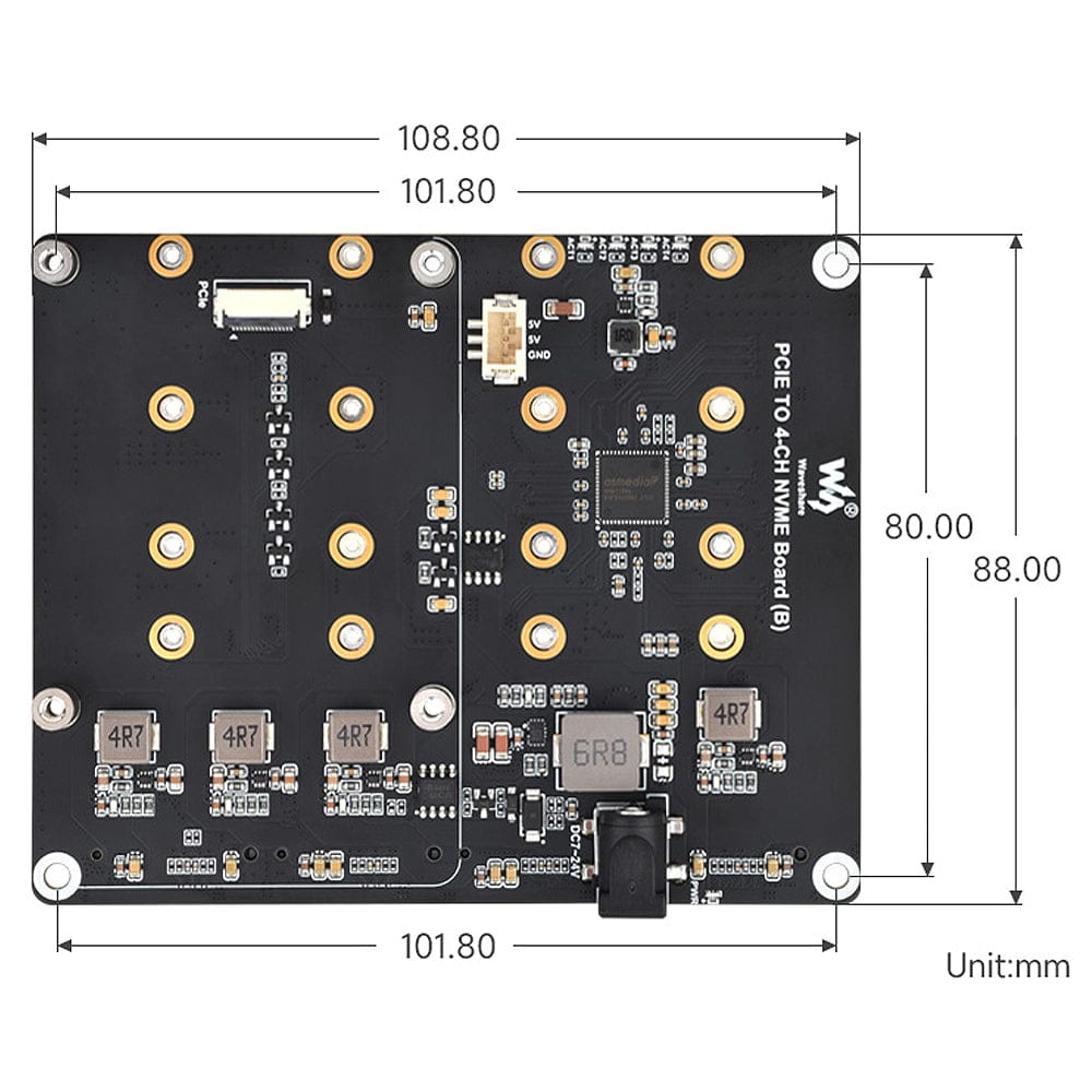 4-Channel M.2 Adapter for Raspberry Pi 5 by Waveshare - The Pi Hut