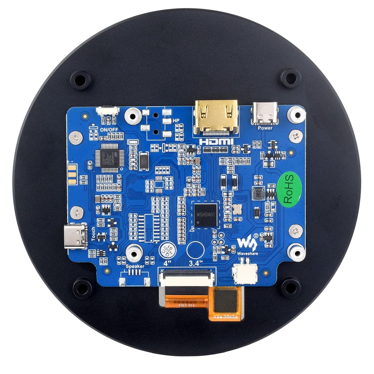 4" HDMI Round Touch Display for Raspberry Pi (720x720) by Waveshare - The Pi Hut