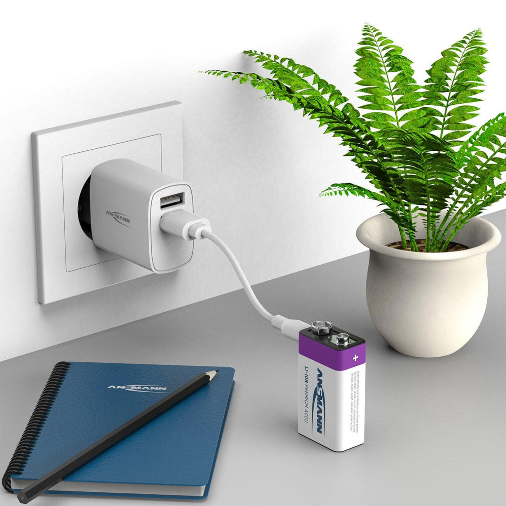USB-C Rechargeable Li-Ion 9V Battery (400mAh) by ANSMANN - The Pi Hut